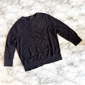 Ann Taylor Classic Black Crew Neck Cardigan